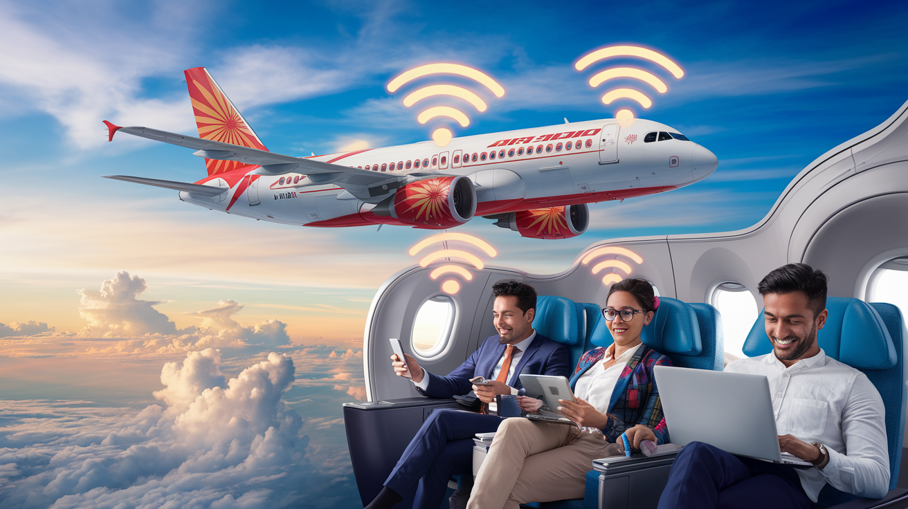 discover the brand-new free wi-fi service offered by air india on your domestic and international flights. stay connected during your journey with this innovation that enhances the passenger experience. enjoy smooth, fast internet access, whether you're working or keeping in touch with loved ones.