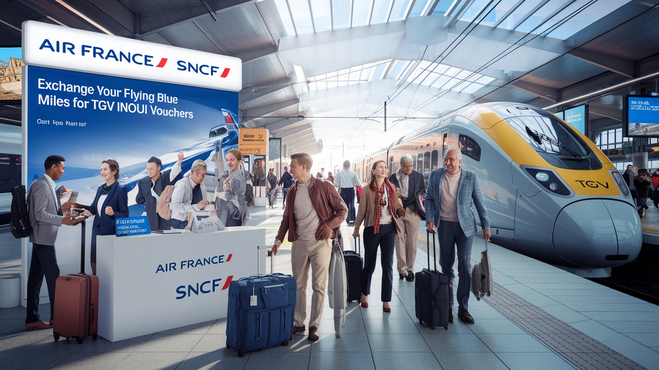 découvrez la nouvelle collaboration entre air france et sncf voyageurs ! échangez vos miles flying blue contre des bons d'achat pour voyager confortablement à bord des tgv inoui. profitez d'offres exclusives et optimisez vos voyages en train grâce à vos points de fidélité.